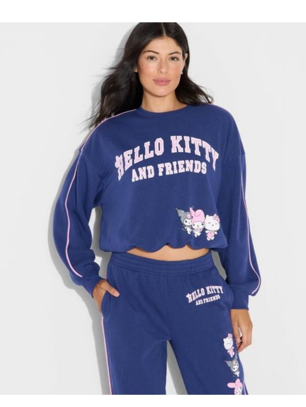 Sanrio Women’s Hello Kitty & Friends Bubble Hem Graphic Sweatshirt, Size XL